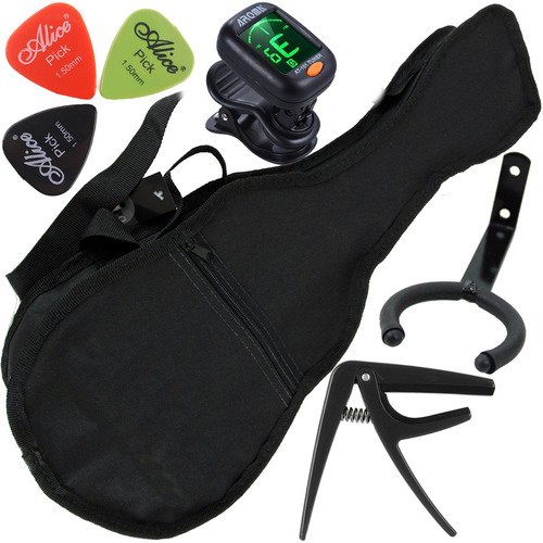 Kit Capa Ukulele Concerto C/ Afinador Suporte Palheta Capo