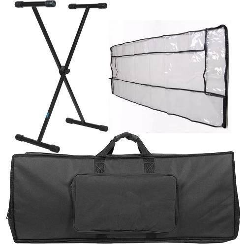 Kit Capa Piano Acolchoada C/ Suporte Em X + Capa Cobertura