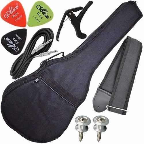 Kit Capa Violão Folk Nylon Acolchoado C/ Multi Acessórios