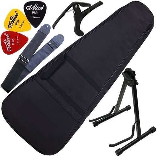 Capa Violão Folk + Capotraste + Correia + Suporte + Palhetas