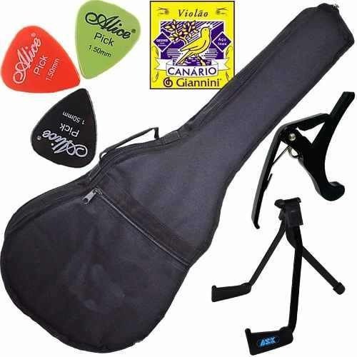 Kit Capa Violão Folk C/ Capotraste + Palhetas + Acessórios
