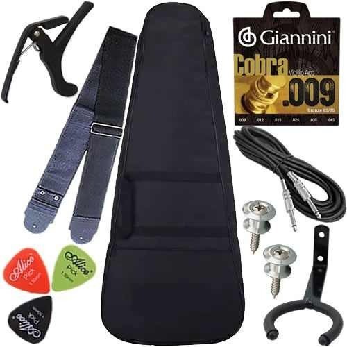 Kit Capa Violão Nylon Acolchoada Completo Multi Acessórios