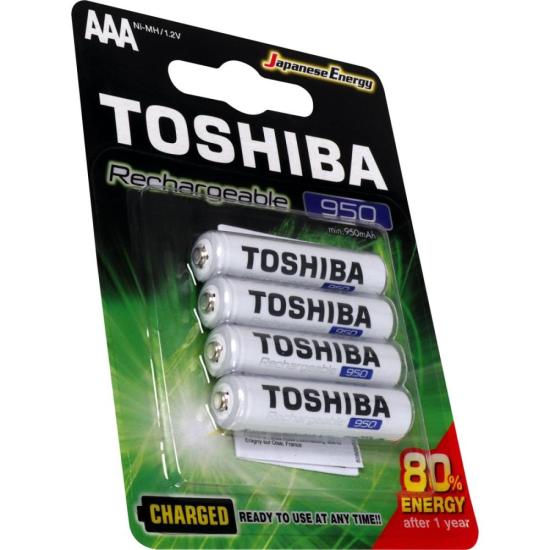 Pilha Recarregável AAA 1,2V 950mAh TNH03GAE (C/4 Pilhas) Toshiba