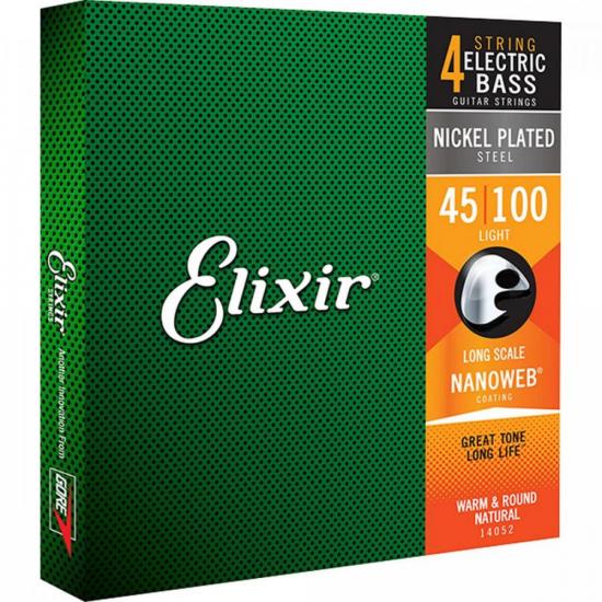Encordoamento para Baixo Elétrico 045 NANOWEB 14052 Light ELIXIR