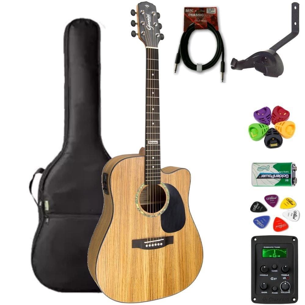 Violão Giannini Folk Aço GF1D Natural Zebra (ZW) + KIT3PL