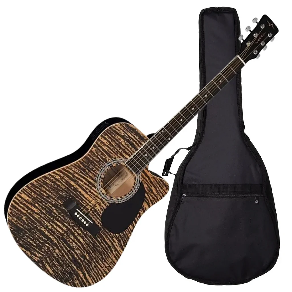 Violão Elétrico Folk vogga Cutway Aço VCK370 mf Mahogany + Capa Violão Folk Bag New Simples Golden
