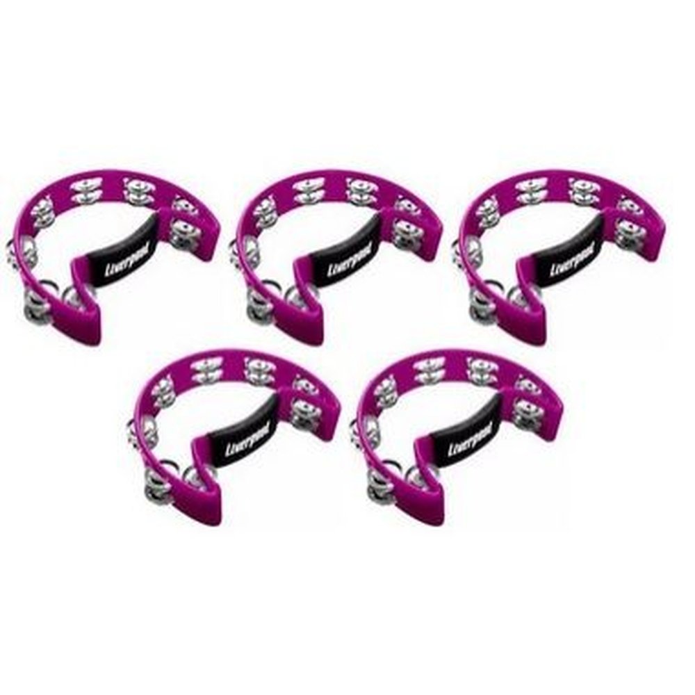 Liverpool Kit Com 5 Pandeirolas Pandeiro Meia Lua Rosa PML001PK