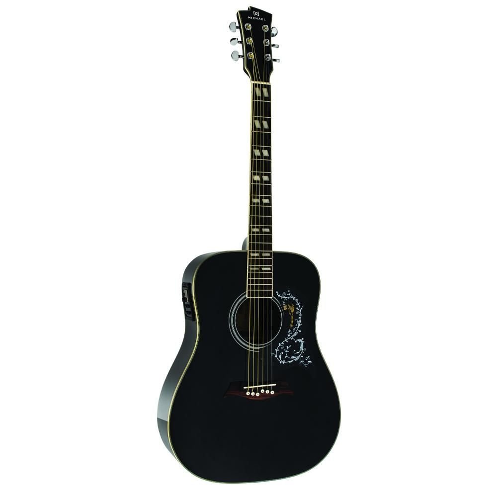 Violão Michael VM925 DT Preto Elétrico Folk + Capa + Correia