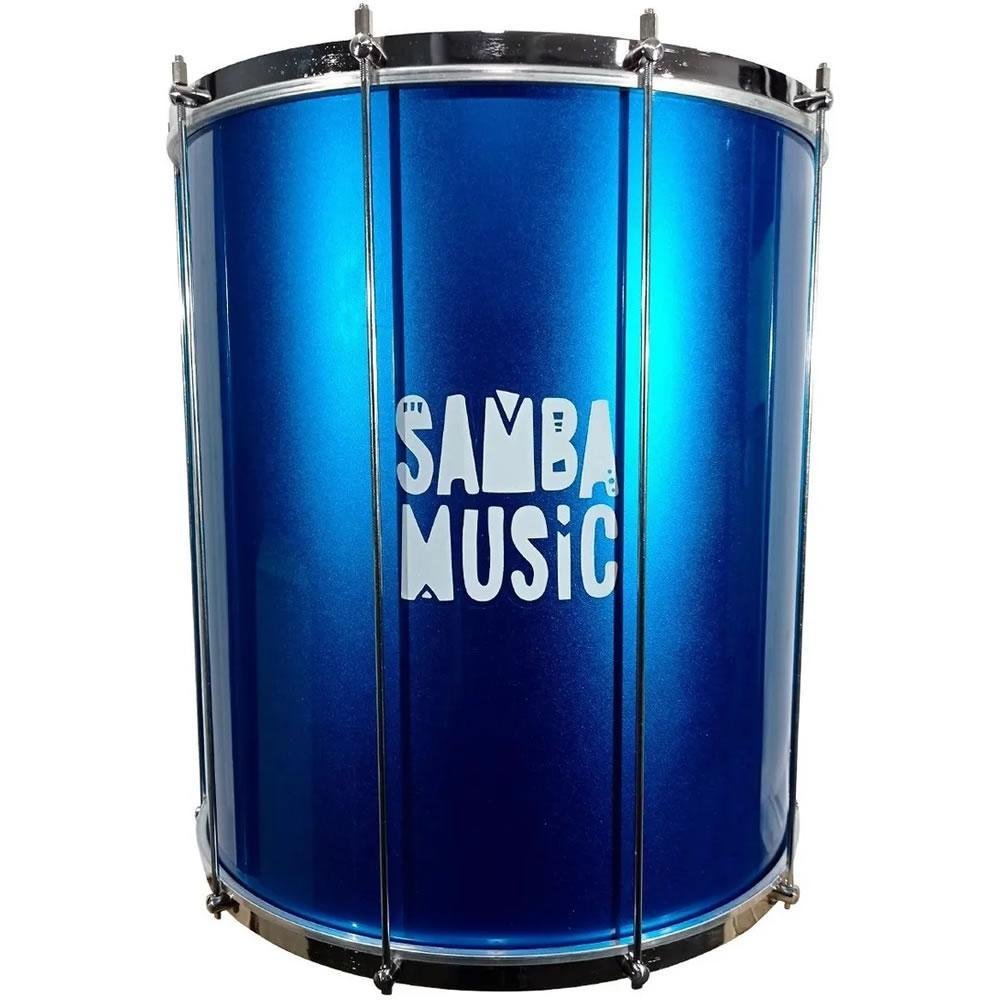 Surdo Madeira Samba Music 60x20 Azul Pele Animal