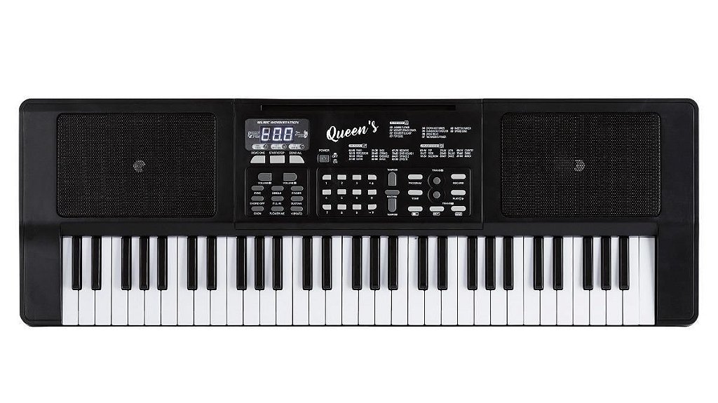 Teclado Queens Max 61 Teclas Multi Funções Com Fonte