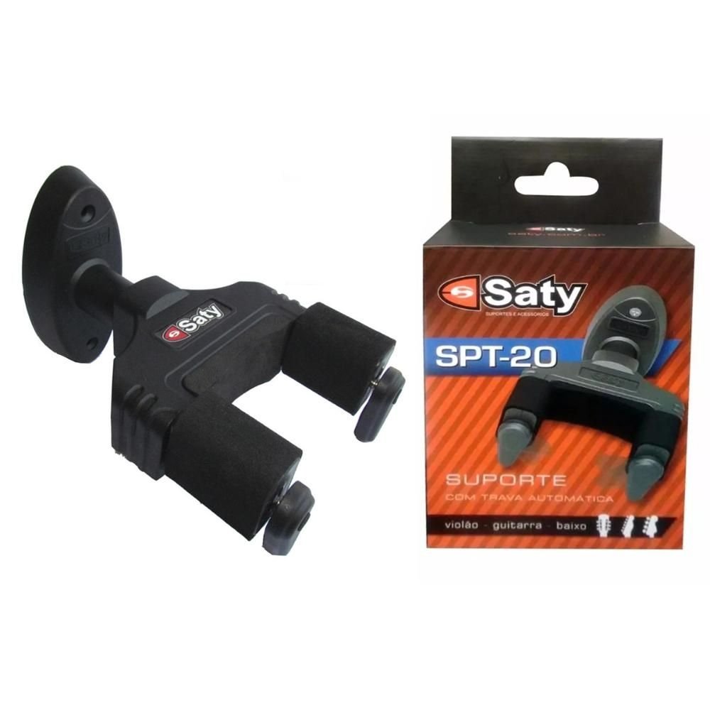 Suporte de Parede Violão Guitarra Baixo Instrumentos de Corda C/ Trava Saty SPT-20 - Saty