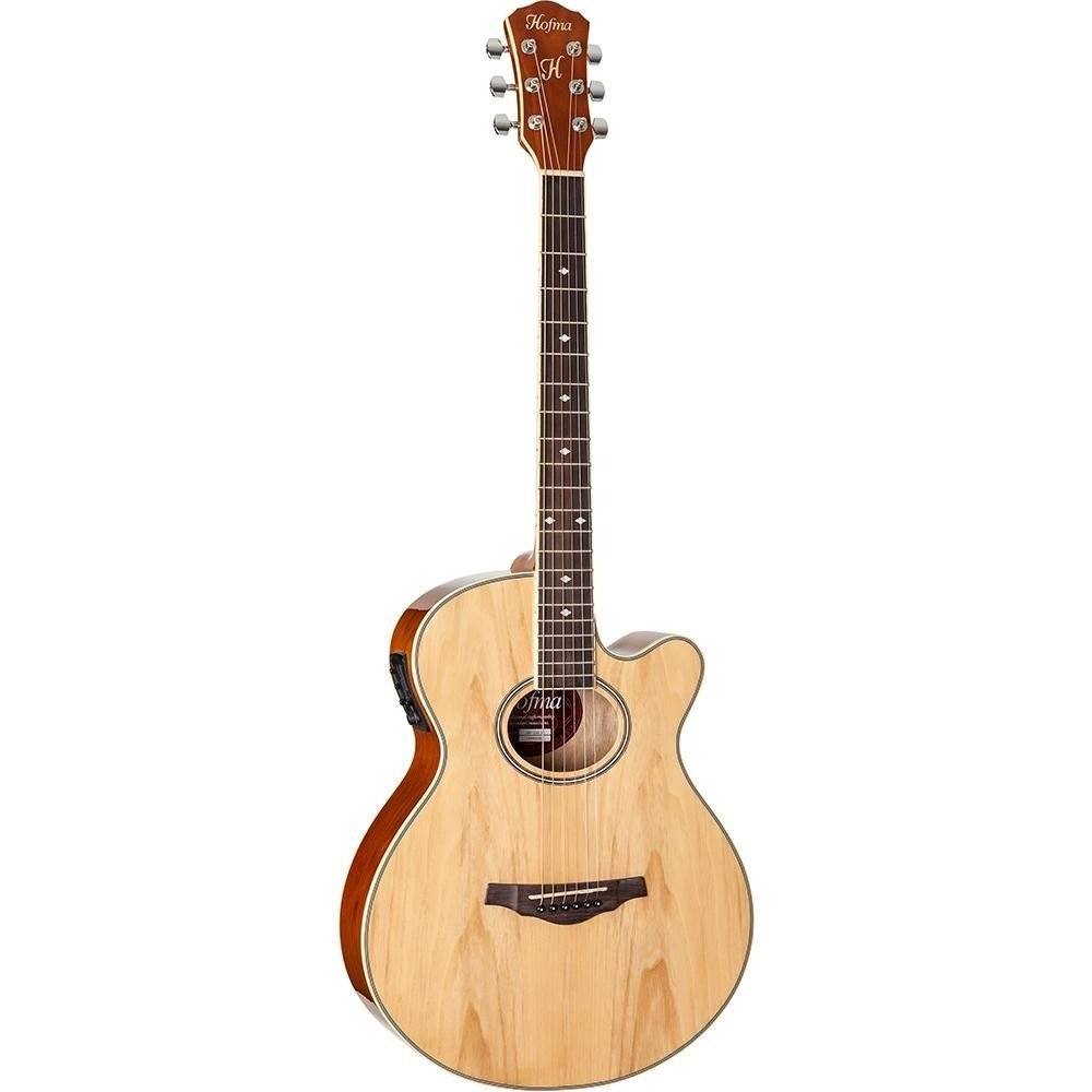 Violão Mini Jumbo Elétrico Hofma HMF249 Natural + Capa