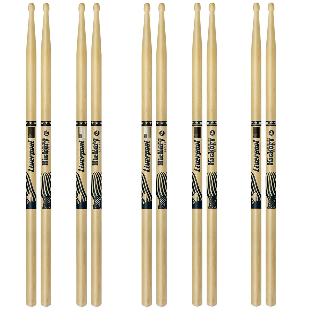 5 Pares Baqueta Hy 5am American Hickory 5a Ponta Madeira