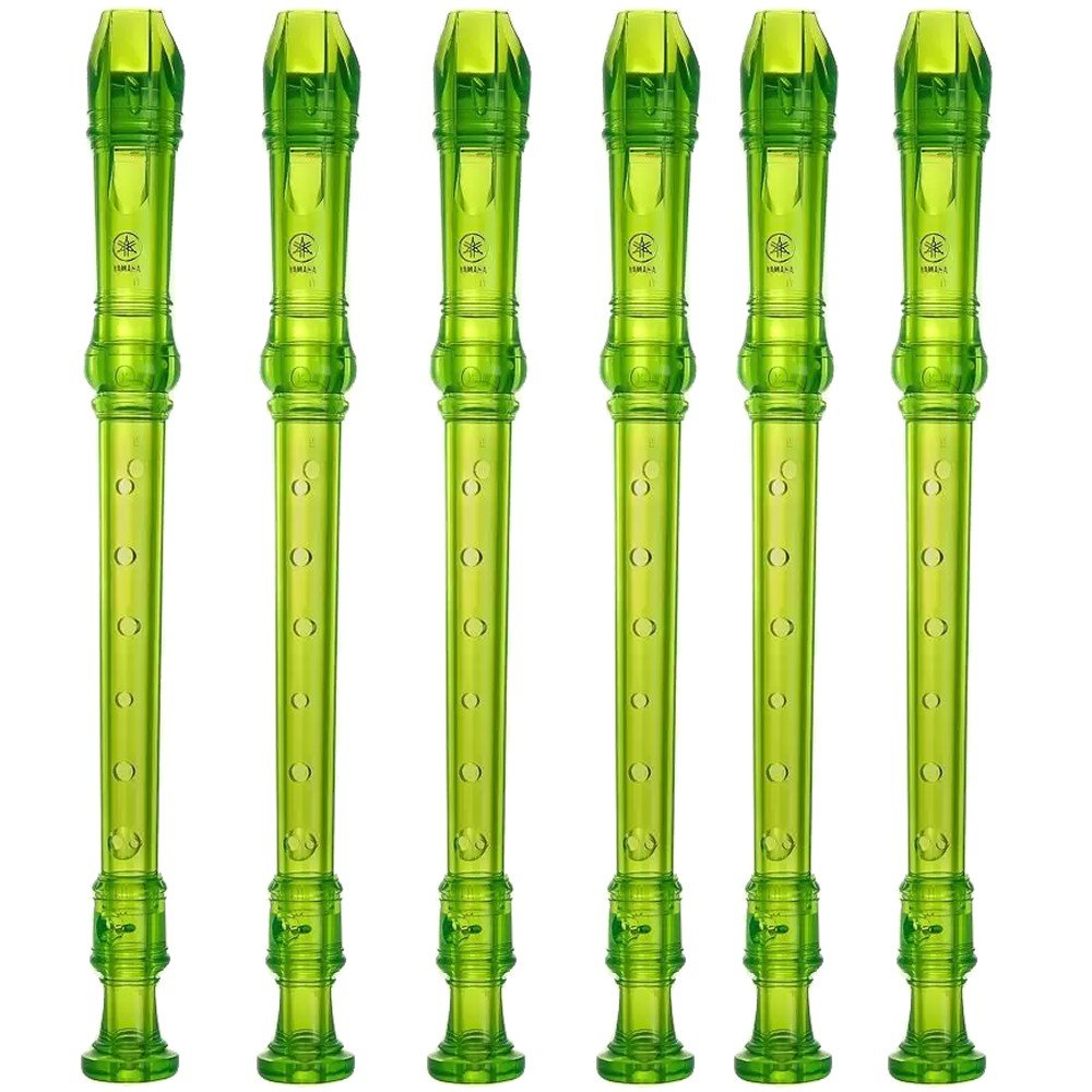 Kit C/6 Flauta Doce Yamaha Soprano Germanica Yrs20 Gg Verde