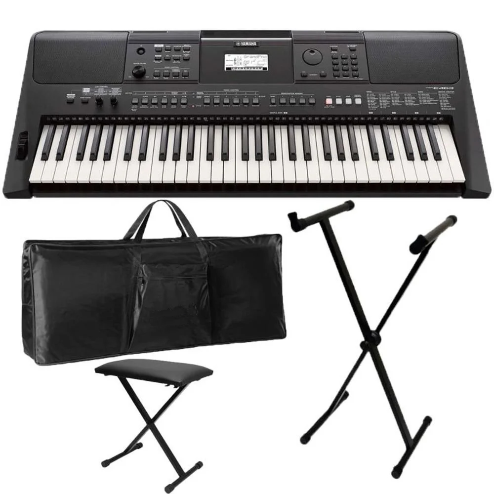 Teclado Yamaha Psre463 + Fonte + Capa + Estante + Banco E463