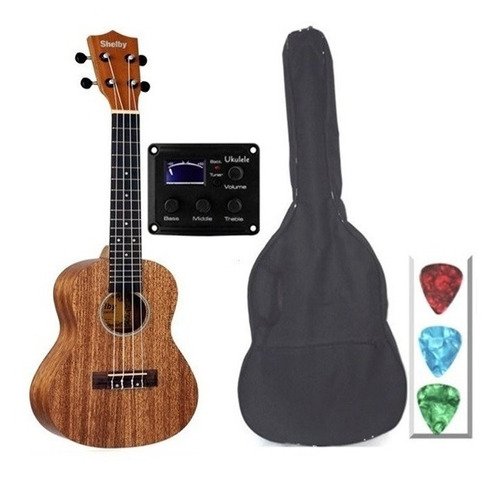 Ukulele Shelby Su21me Elétrico C/ Afinador + Capa + Palheta.