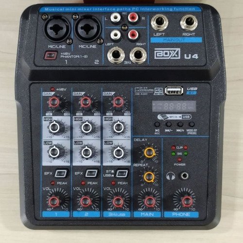 Mesa De Som Boxx Mixer U4 4 Canais Usb Com Interface