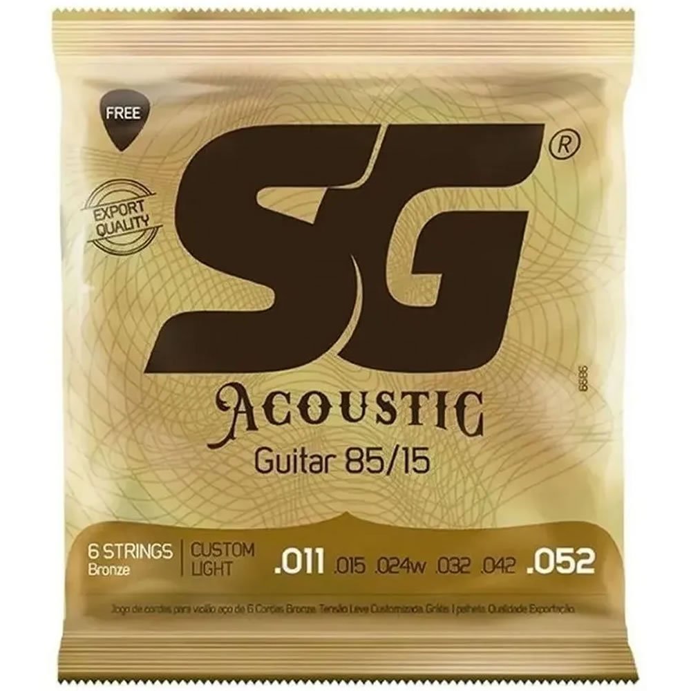 Encordoamento Sg Cordas 0.11 P/ Violão Aço Custom Light 6686