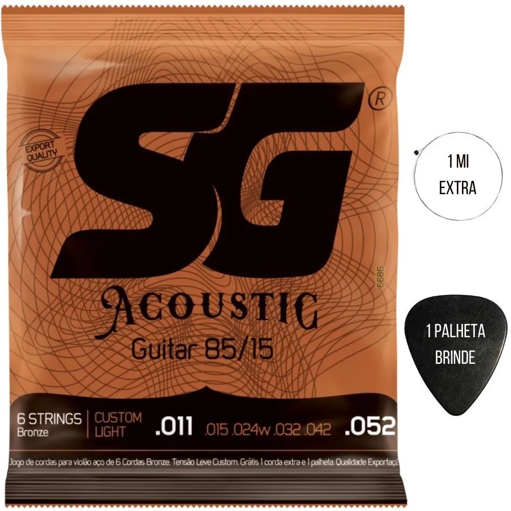 Encordoamento 0.11 P/ Violão Aço Bronze Custom Light Sg 6686