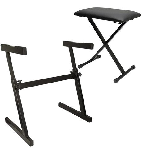 Suporte Estante Para Teclado Saty Em Z Sz02 + Banqueta Bt10