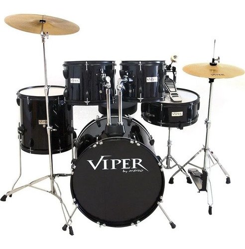 Bateria Acustica 20 Xpro Viper Preta Banco Pratos  C-ibanez