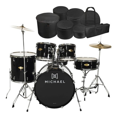 Bateria Acústica Michael Bumbo 20 Dm827 Bk C/ Kit Capa Bag