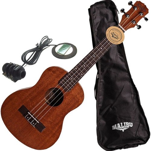 Ukulele Elétrico Tenor Malibu 26s Sapele Cordas Aquila + Bag