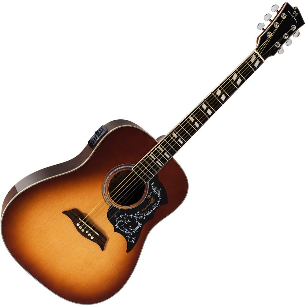 Violão Elétrico Michael Vm925 Folk Aço Vintage Sunburst