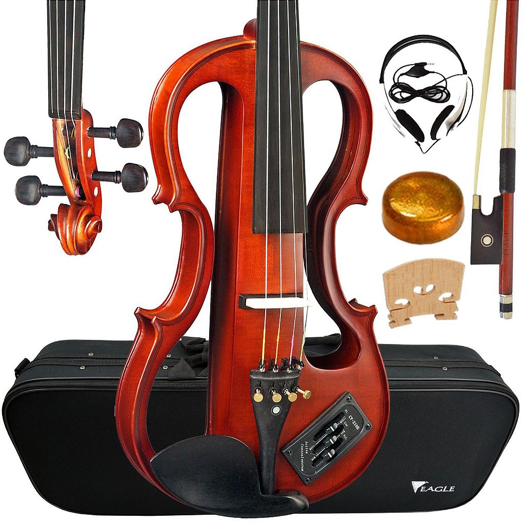 Violino Eagle Evk744 4/4 Elétrico Profissional Com Estojo e Ajustado