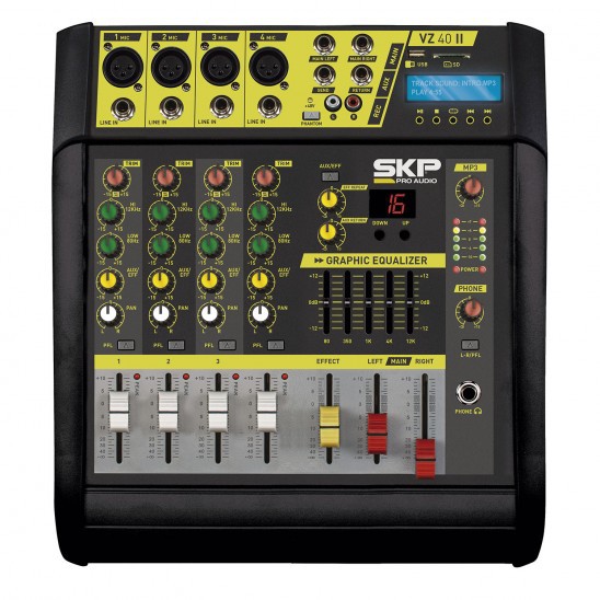 Mesa de Som Amplificada 4 Canais 200W+200W SKP VZ-40 II