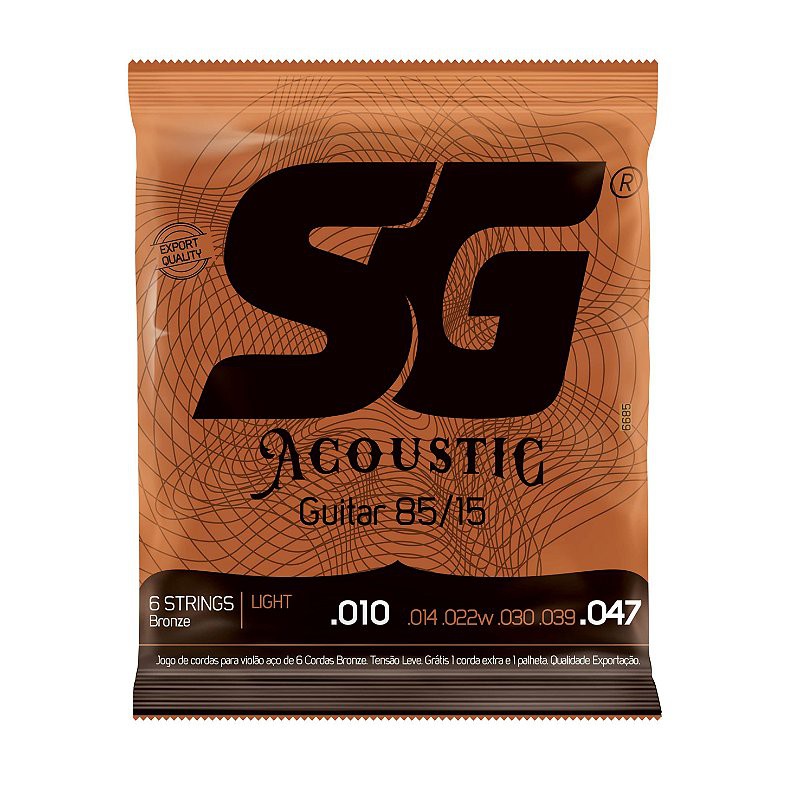 Jogo De Cordas Para Violão Aço (Folk) 010 047 SG Acoustic Bronze 85/15 6685