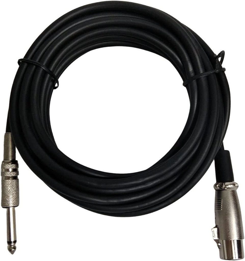 Cabo para Microfone Profissional P10 Mono Xlr 5 Metros