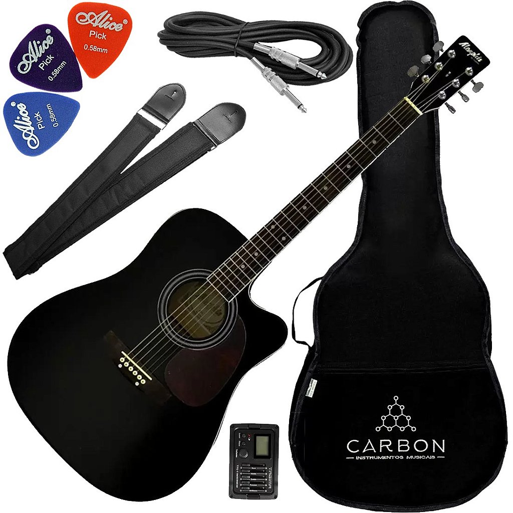 Violão Tagima Eletrico Memphis Aço Md-18 Folk Preto Vx01