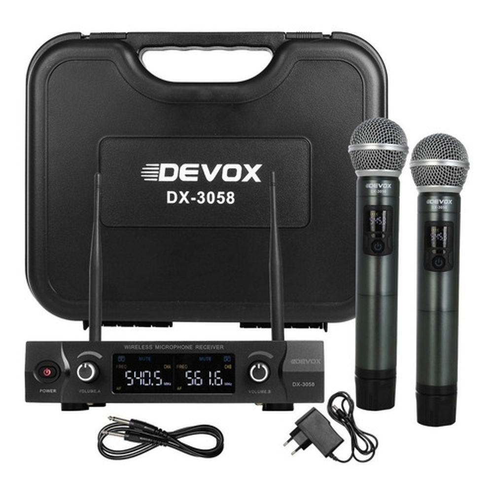 Microfone Sem Fio de Mao Duplo Uhf Multi frequência Dx-3058 Devox