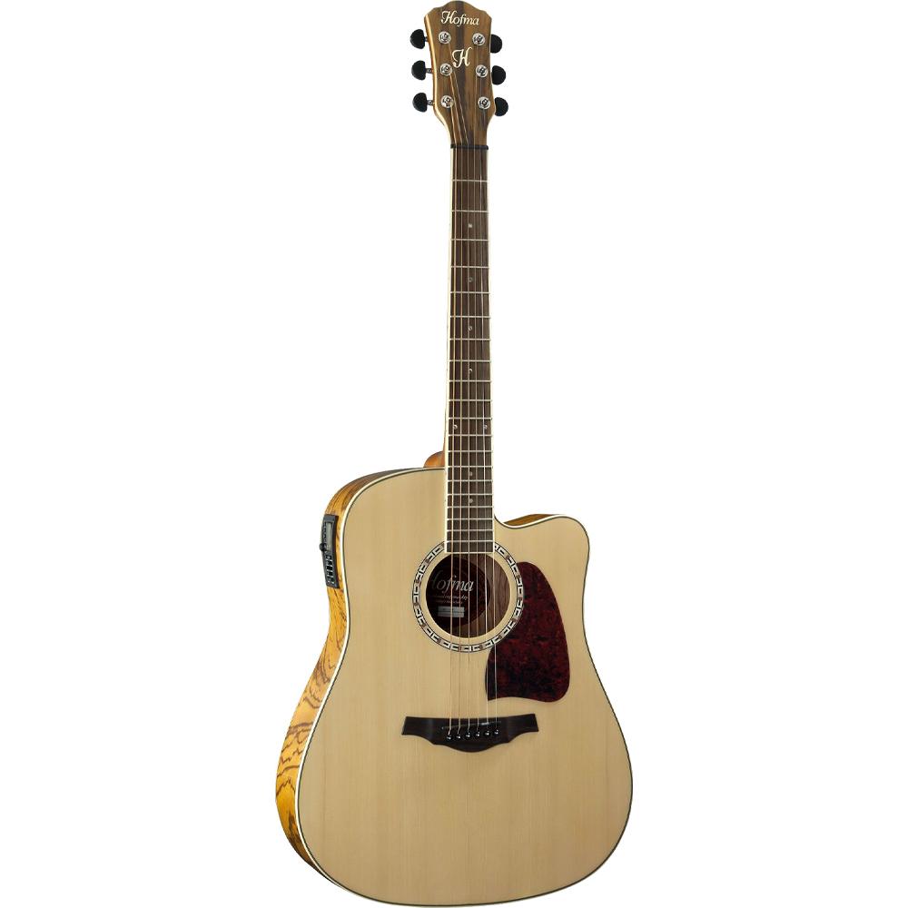Violão Elétrico Hofma Hmd 275 Folk Aço Natural Brilhante