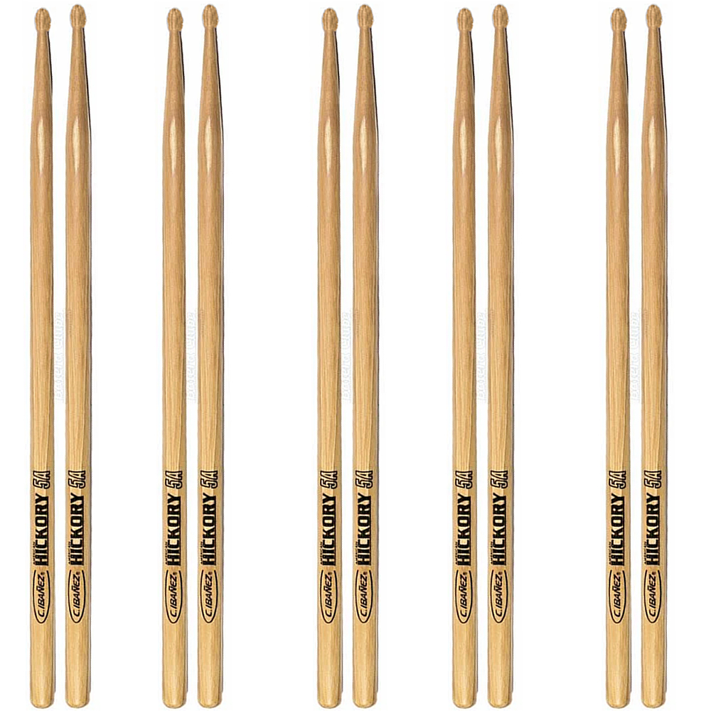 5 Pares de Baquetas C.Ibanez 5ADRH Dragon Hickory Ponta Madeira 5A