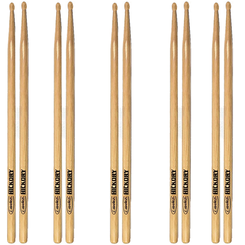 5 Pares de Baquetas C.Ibanez 7BDRH Dragon Hickory Ponta Madeira 7B