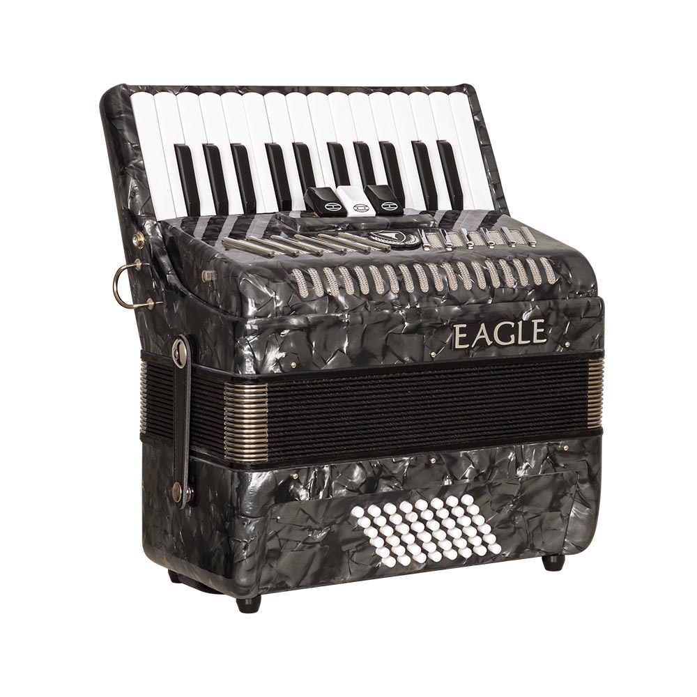 Acordeon Eagle 48 Baixos EGA 0348 PBK 3 Registros Preto C/ Case