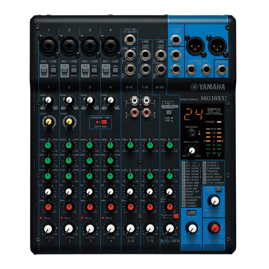 Mesa de Som Analógica Mixer Yamaha MG10XU 10 Canais 110V Preta