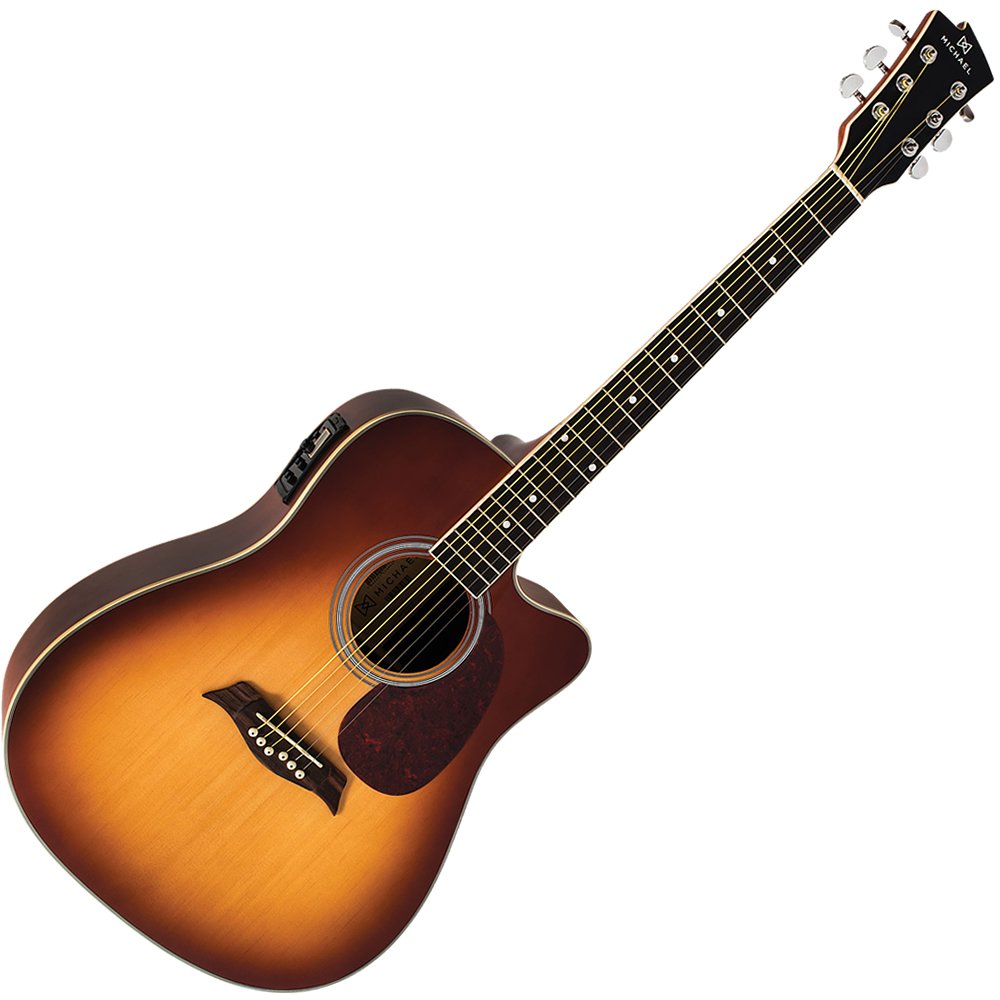 Violão Eletroacústico Michael Folk Cordas Aço Vm921 Dtc Mahogany Sunburst Satin