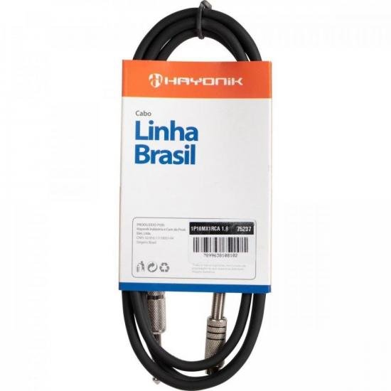 Cabo de Áudio Linha Brasil P10 Mono X 1 RCA 1,8m Preto HAYONIK