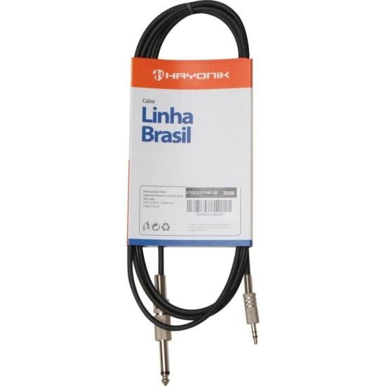 Cabo de Áudio Linha Brasil P2 Estéreo X 1 P10 Mono 2m Preto HAYONIK