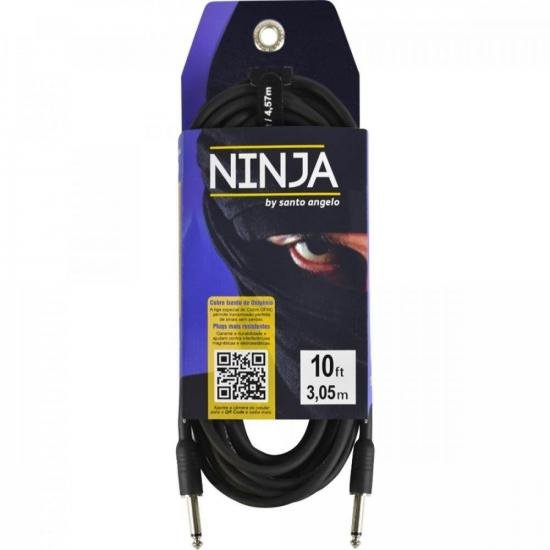 Cabo para Guitarra 3,05m Ninja Guitarra Preto Santo Angelo