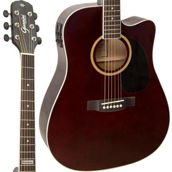 Violão Giannini GF1D CEQ Eletroacústico Aço Translucent Dark Wine Dark Wine