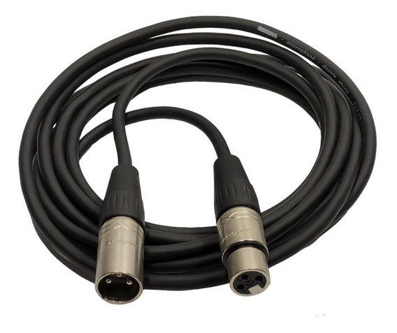 Cabo Para Microfone Carbon Xlr + Xlr 3 Metros Preto