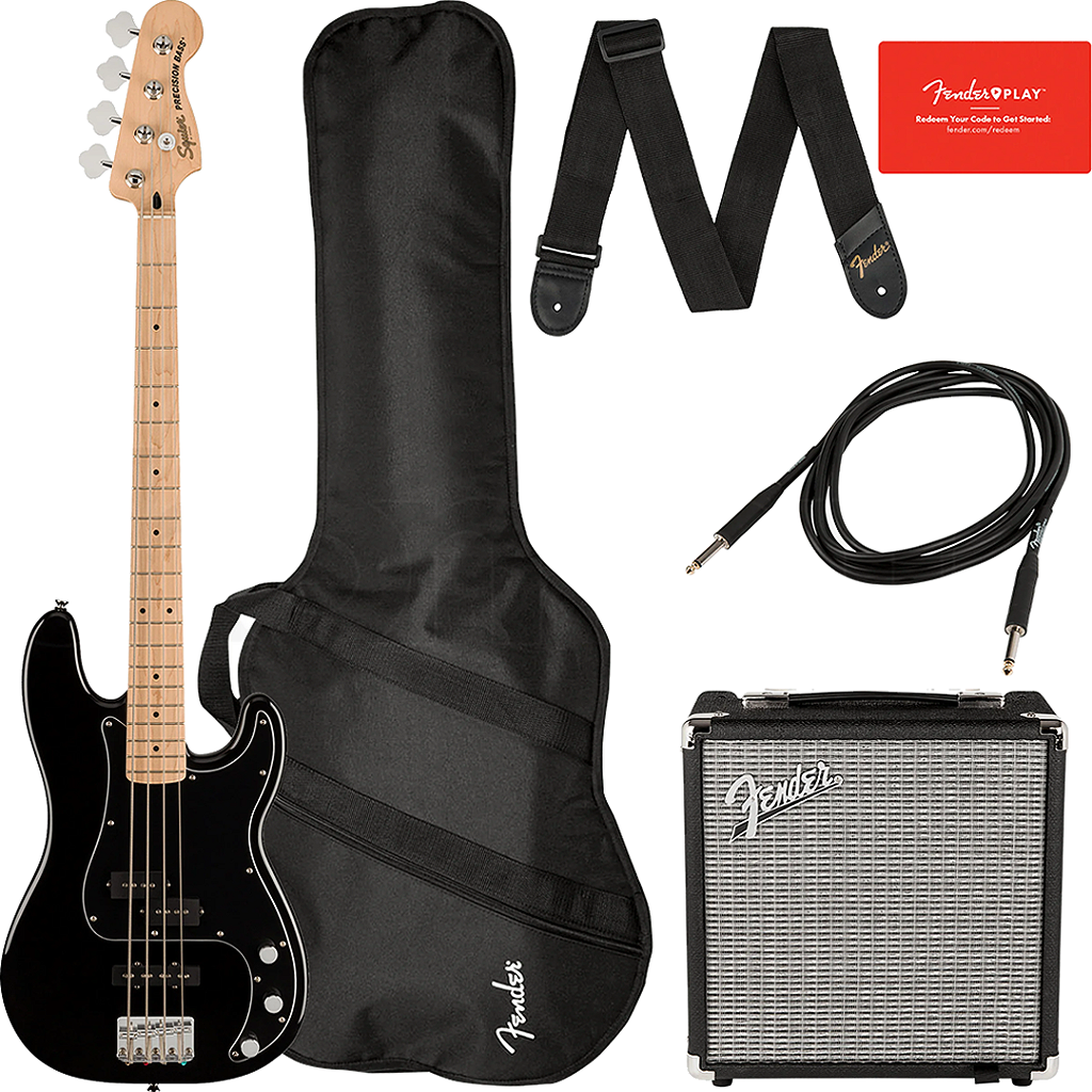Kit Contrabaixo Fender Squier Affinity Precision Bass 4 Cordas Preto