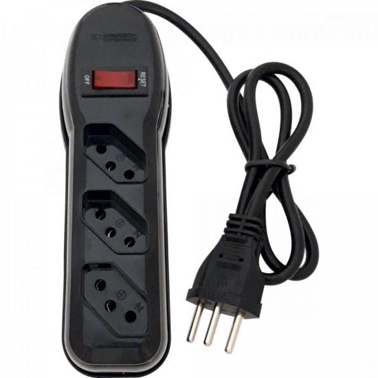 Filtro de Linha Com 3 Tomadas 1M Circuit Breaker Preto Megatron