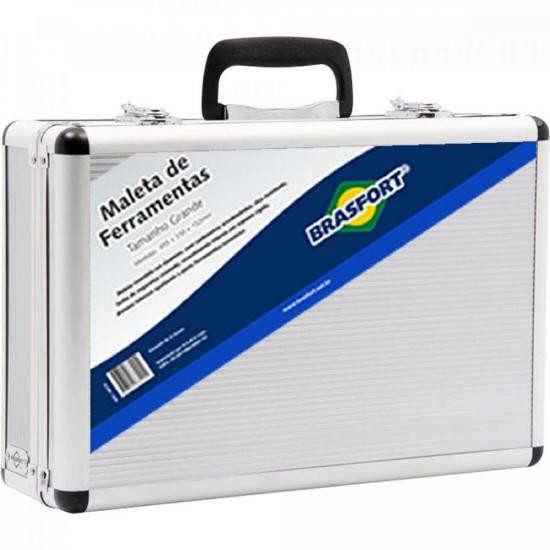 Maleta Grande Brasfort 455x330x152mm em PVC Cinza Prata