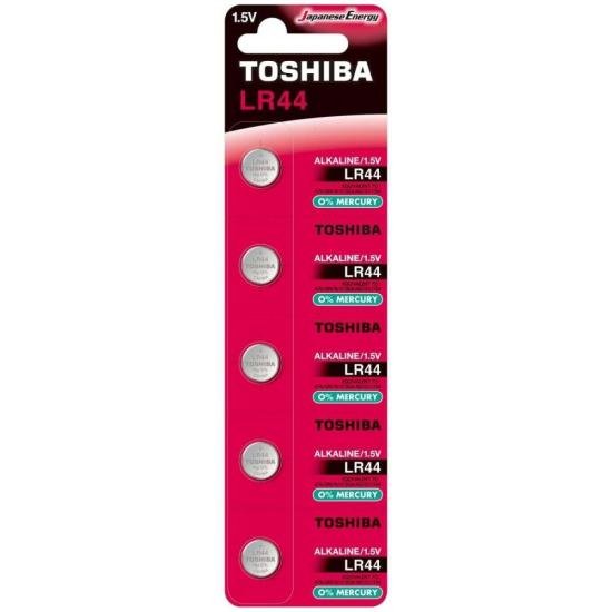 Pilha Botão Alcalina 1,5V LR44 (C/5 Pilhas) Toshiba