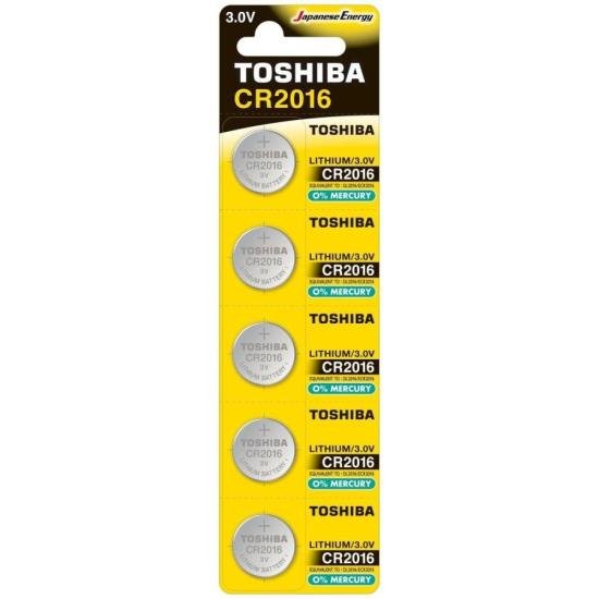 Pilha Moeda Lithium 3V CR2016 (C/5 Pilhas) Toshiba